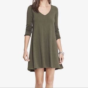 Express Long Sleeve Vneck Trapeze Dress